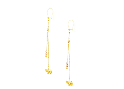 Three Tone Plated Dangle Elephant Earring